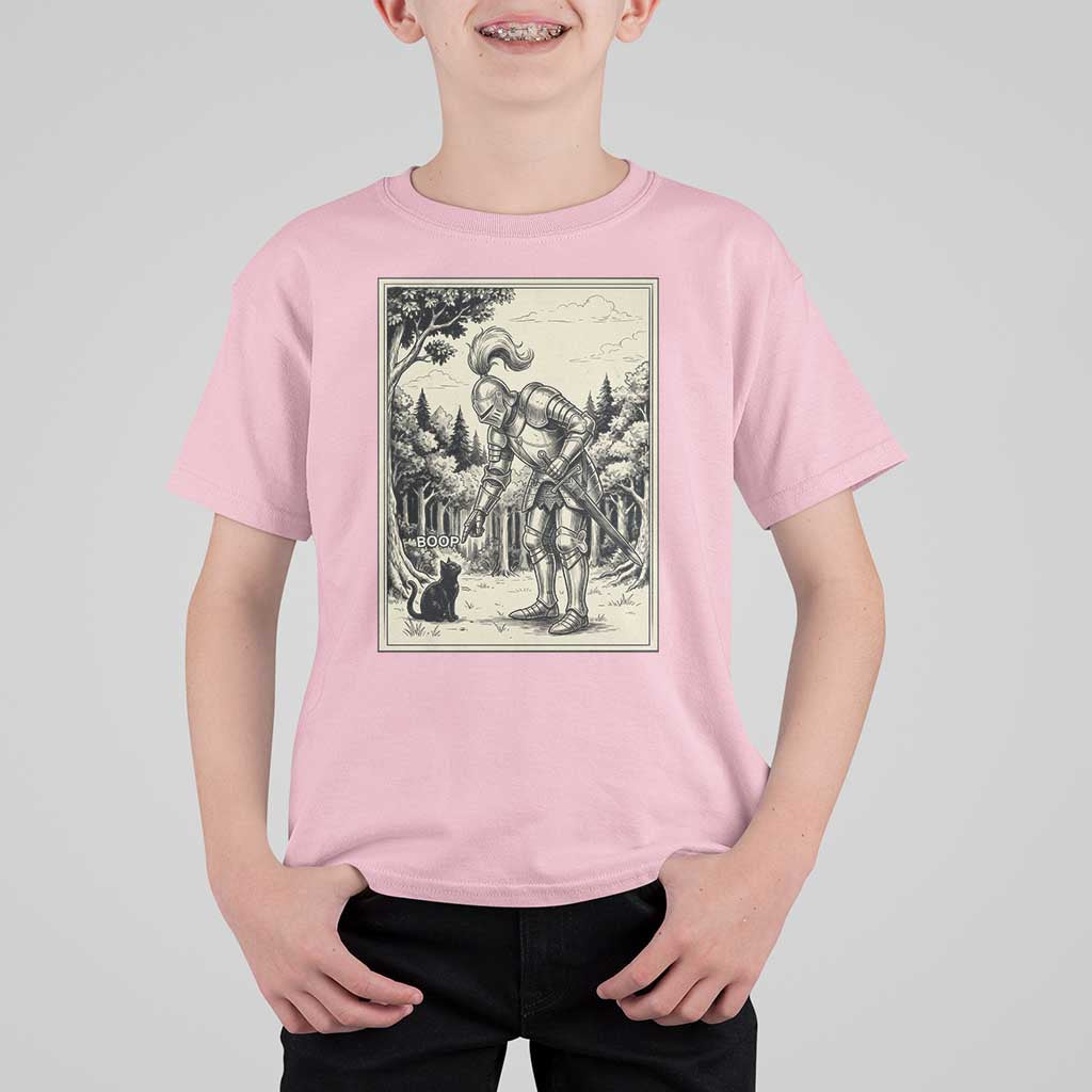 Funny Medieval Knight Boop Black Cat T Shirt For Kid Renaissance Fantasy Cat Lover