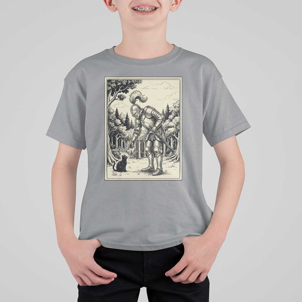 Funny Medieval Knight Boop Black Cat T Shirt For Kid Renaissance Fantasy Cat Lover