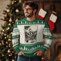 Funny Medieval Knight Boop Black Cat Ugly Christmas Sweater Renaissance Fantasy Cat Lover