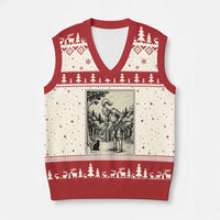 Funny Medieval Knight Boop Black Cat V-Neck Knit Sweater Vest Renaissance Fantasy Cat Lover