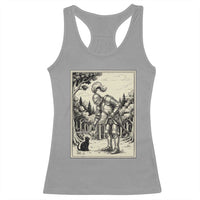 Funny Medieval Knight Boop Black Cat Racerback Tank Top Renaissance Fantasy Cat Lover