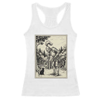 Funny Medieval Knight Boop Black Cat Racerback Tank Top Renaissance Fantasy Cat Lover