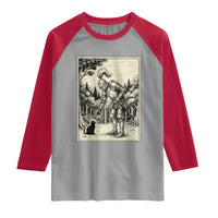 Funny Medieval Knight Boop Black Cat Raglan Shirt Renaissance Fantasy Cat Lover