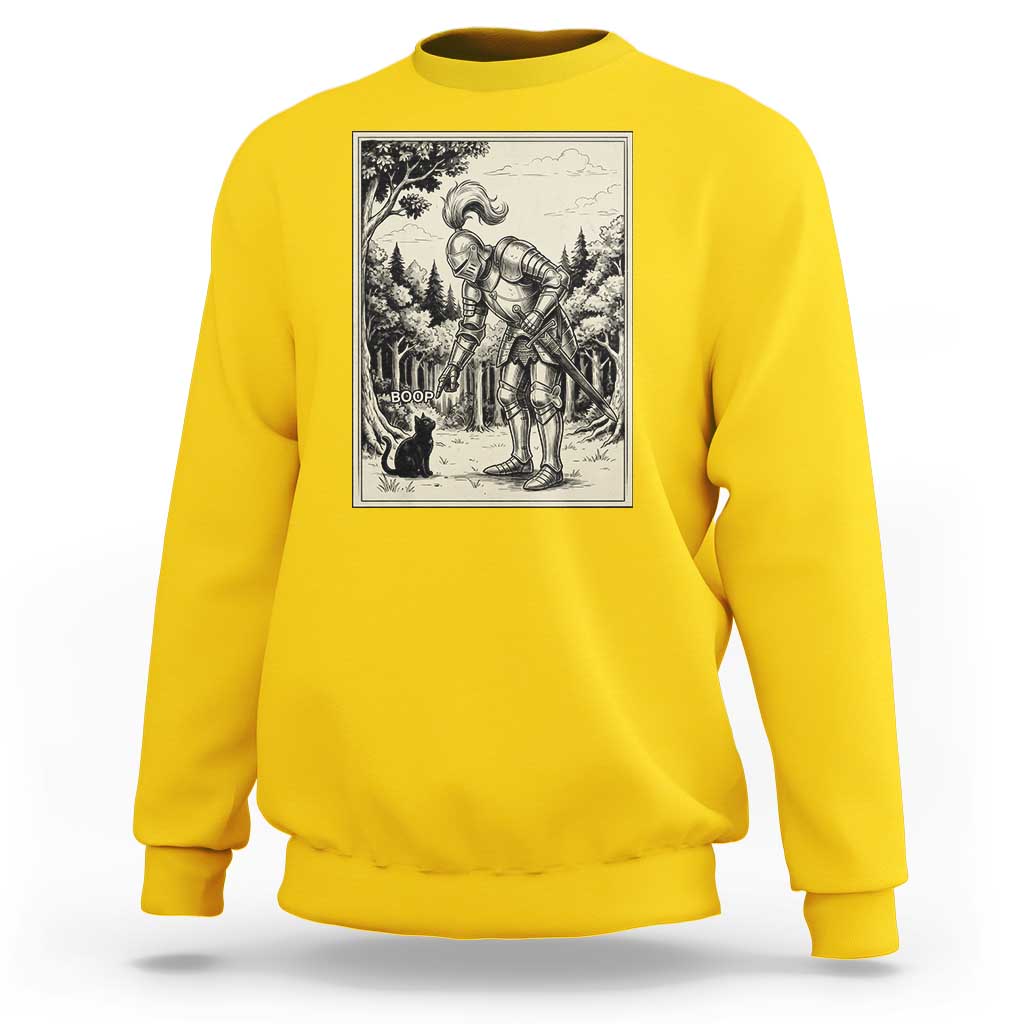 Funny Medieval Knight Boop Black Cat Sweatshirt Renaissance Fantasy Cat Lover
