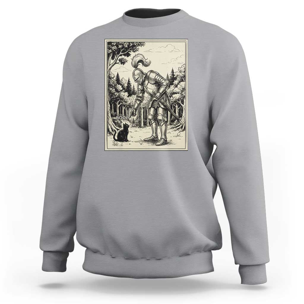 Funny Medieval Knight Boop Black Cat Sweatshirt Renaissance Fantasy Cat Lover