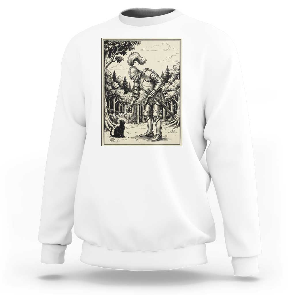 Funny Medieval Knight Boop Black Cat Sweatshirt Renaissance Fantasy Cat Lover