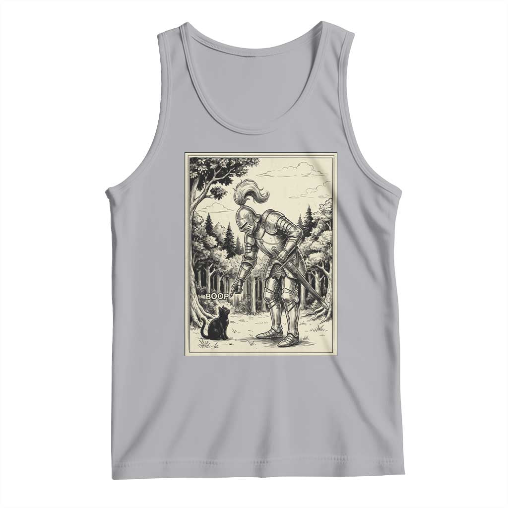 Funny Medieval Knight Boop Black Cat Tank Top Renaissance Fantasy Cat Lover