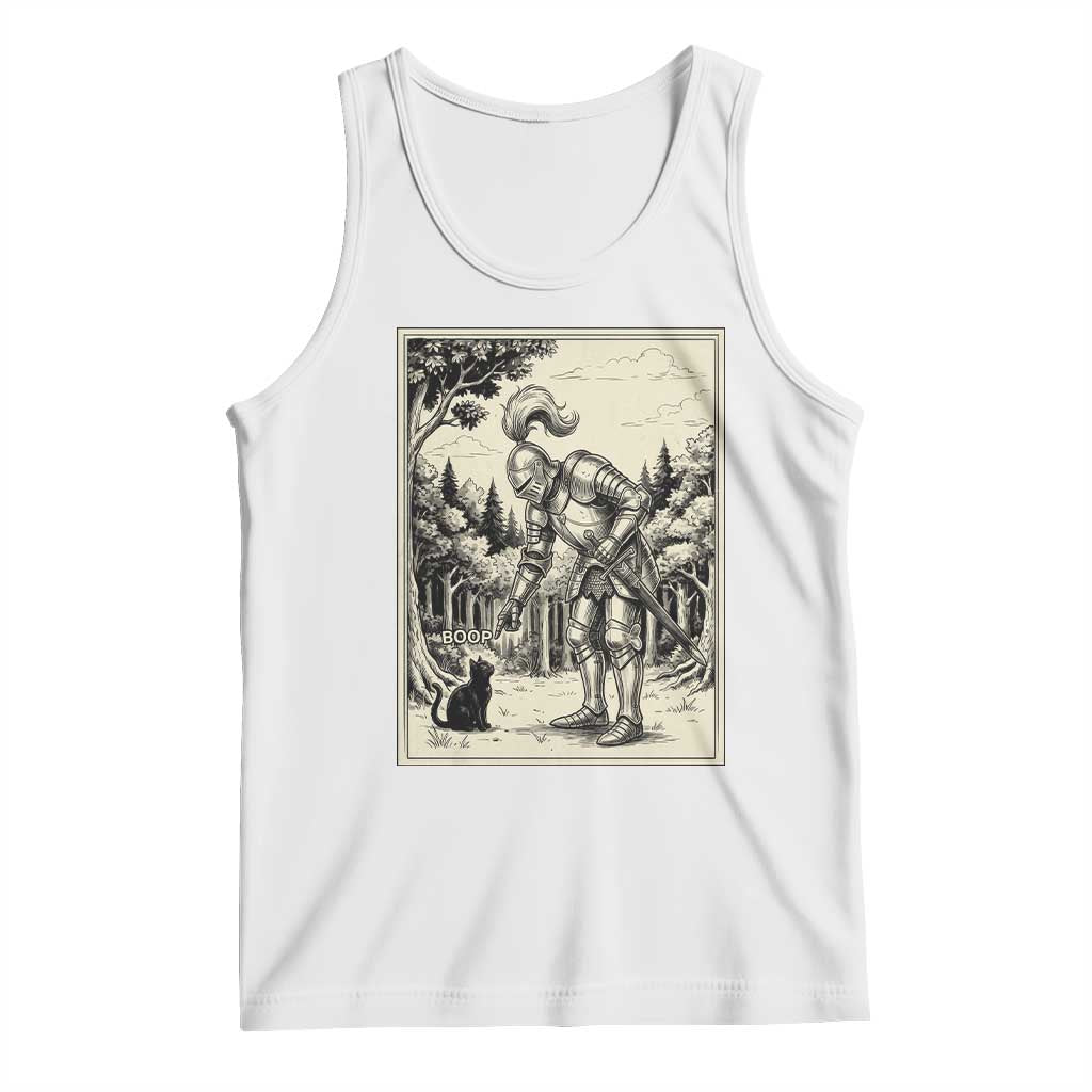 Funny Medieval Knight Boop Black Cat Tank Top Renaissance Fantasy Cat Lover