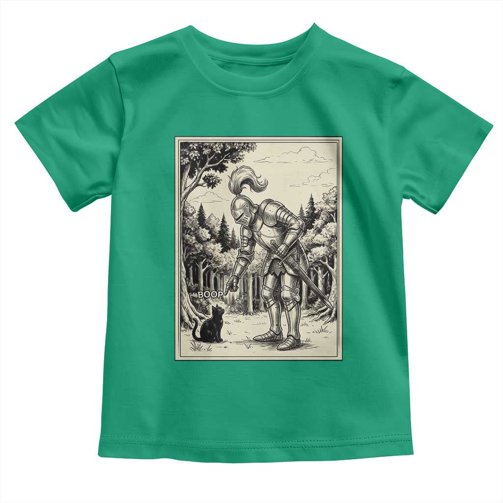 Funny Medieval Knight Boop Black Cat Toddler T Shirt Renaissance Fantasy Cat Lover