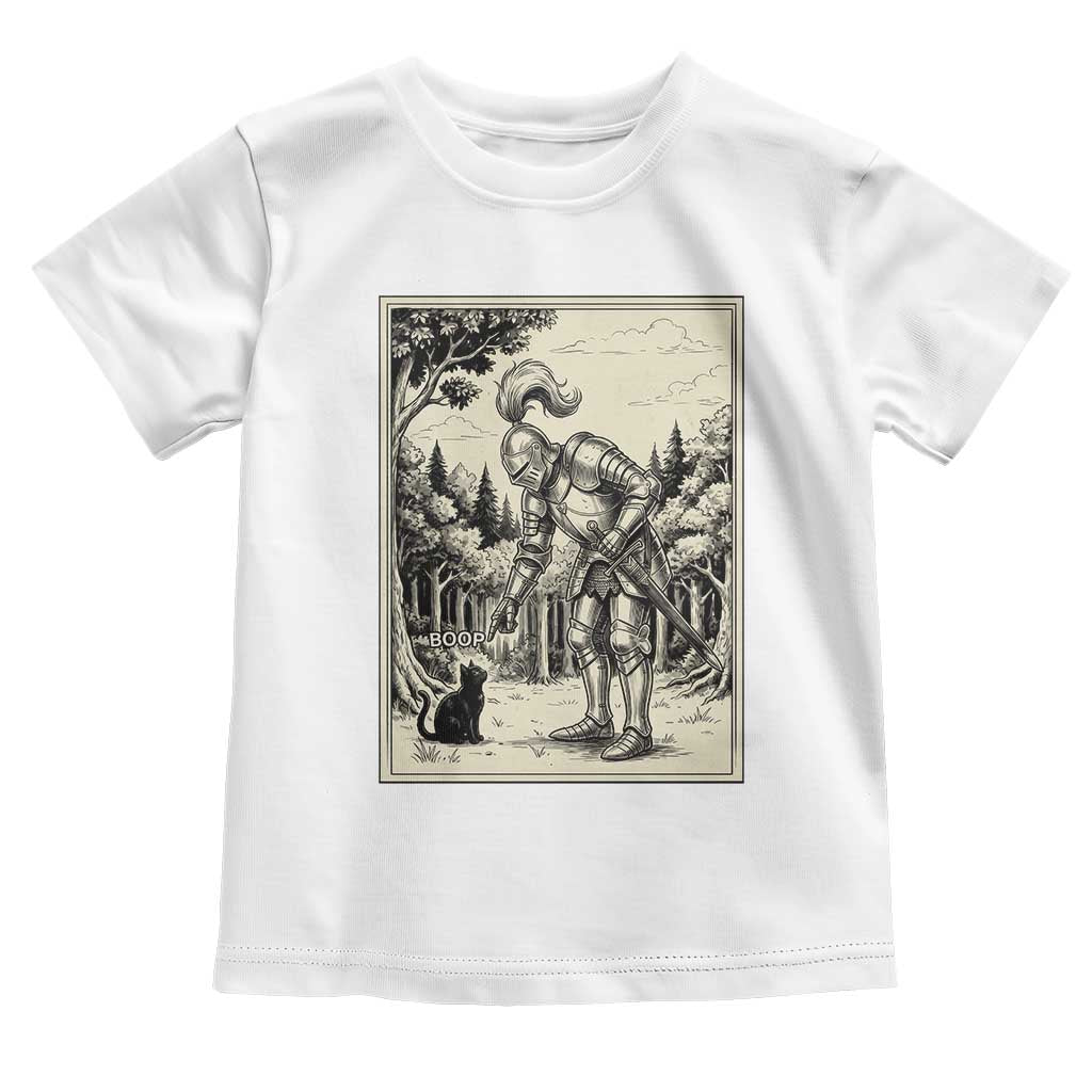 Funny Medieval Knight Boop Black Cat Toddler T Shirt Renaissance Fantasy Cat Lover