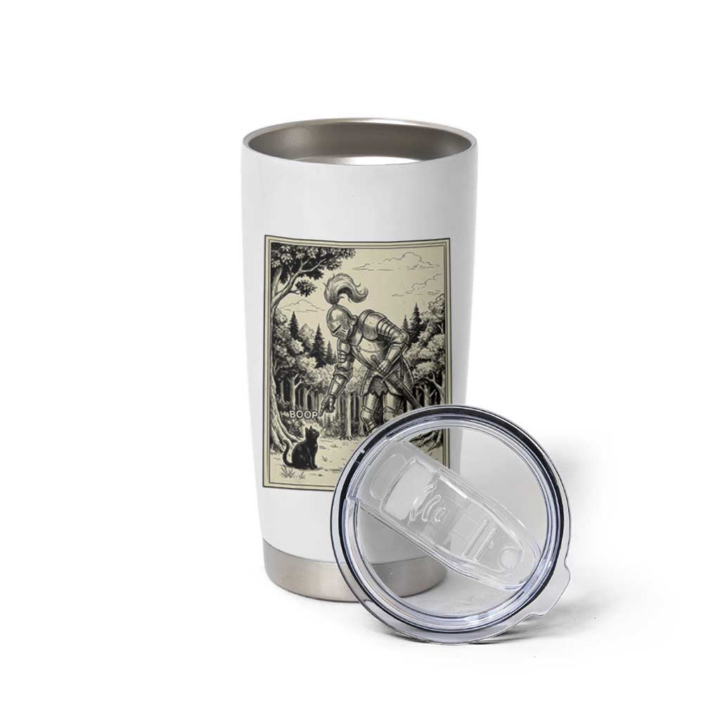 Funny Medieval Knight Boop Black Cat Tumbler Cup Renaissance Fantasy Cat Lover