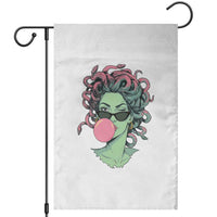 Winking Medusa In Sunglasses Blowing Bubble Gum Garden Flag Funny Greek Mythology Pop Art