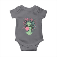 Winking Medusa In Sunglasses Blowing Bubble Gum Baby Onesie Funny Greek Mythology Pop Art