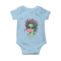 Winking Medusa In Sunglasses Blowing Bubble Gum Baby Onesie Funny Greek Mythology Pop Art