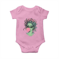 Winking Medusa In Sunglasses Blowing Bubble Gum Baby Onesie Funny Greek Mythology Pop Art