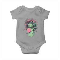 Winking Medusa In Sunglasses Blowing Bubble Gum Baby Onesie Funny Greek Mythology Pop Art