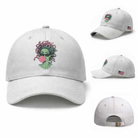 Winking Medusa In Sunglasses Blowing Bubble Gum Baseball Cap Funny Greek Mythology Pop Art