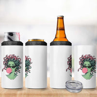 Winking Medusa In Sunglasses Blowing Bubble Gum 4 in 1 Can Cooler Tumbler Funny Greek Mythology Pop Art