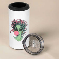 Winking Medusa In Sunglasses Blowing Bubble Gum 4 in 1 Can Cooler Tumbler Funny Greek Mythology Pop Art