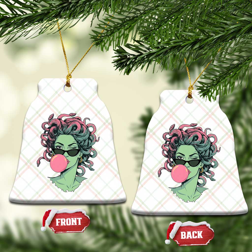 Winking Medusa In Sunglasses Blowing Bubble Gum Ceramic Ornament Funny Greek Mythology Pop Art