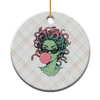 Winking Medusa In Sunglasses Blowing Bubble Gum Ceramic Ornament Funny Greek Mythology Pop Art