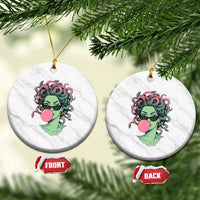 Winking Medusa In Sunglasses Blowing Bubble Gum Ceramic Ornament Funny Greek Mythology Pop Art
