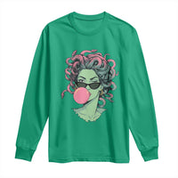 Winking Medusa In Sunglasses Blowing Bubble Gum Long Sleeve Shirt Funny Greek Mythology Pop Art