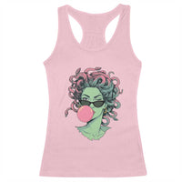 Winking Medusa In Sunglasses Blowing Bubble Gum Racerback Tank Top Funny Greek Mythology Pop Art