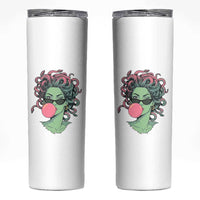 Winking Medusa In Sunglasses Blowing Bubble Gum Skinny Tumbler Funny Greek Mythology Pop Art