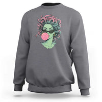 Winking Medusa In Sunglasses Blowing Bubble Gum Sweatshirt Funny Greek Mythology Pop Art