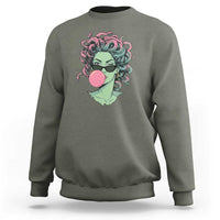 Winking Medusa In Sunglasses Blowing Bubble Gum Sweatshirt Funny Greek Mythology Pop Art