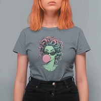 Winking Medusa In Sunglasses Blowing Bubble Gum T Shirt For Women Funny Greek Mythology Pop Art