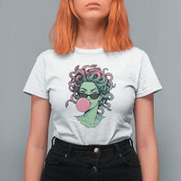 Winking Medusa In Sunglasses Blowing Bubble Gum T Shirt For Women Funny Greek Mythology Pop Art