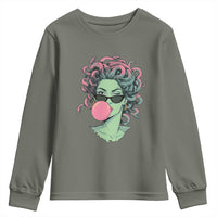 Winking Medusa In Sunglasses Blowing Bubble Gum Youth Sweatshirt Funny Greek Mythology Pop Art