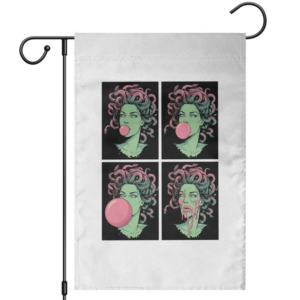 Funny Medusa Blowing Bubble Gum Garden Flag Greek Mythology Pop Art Gift