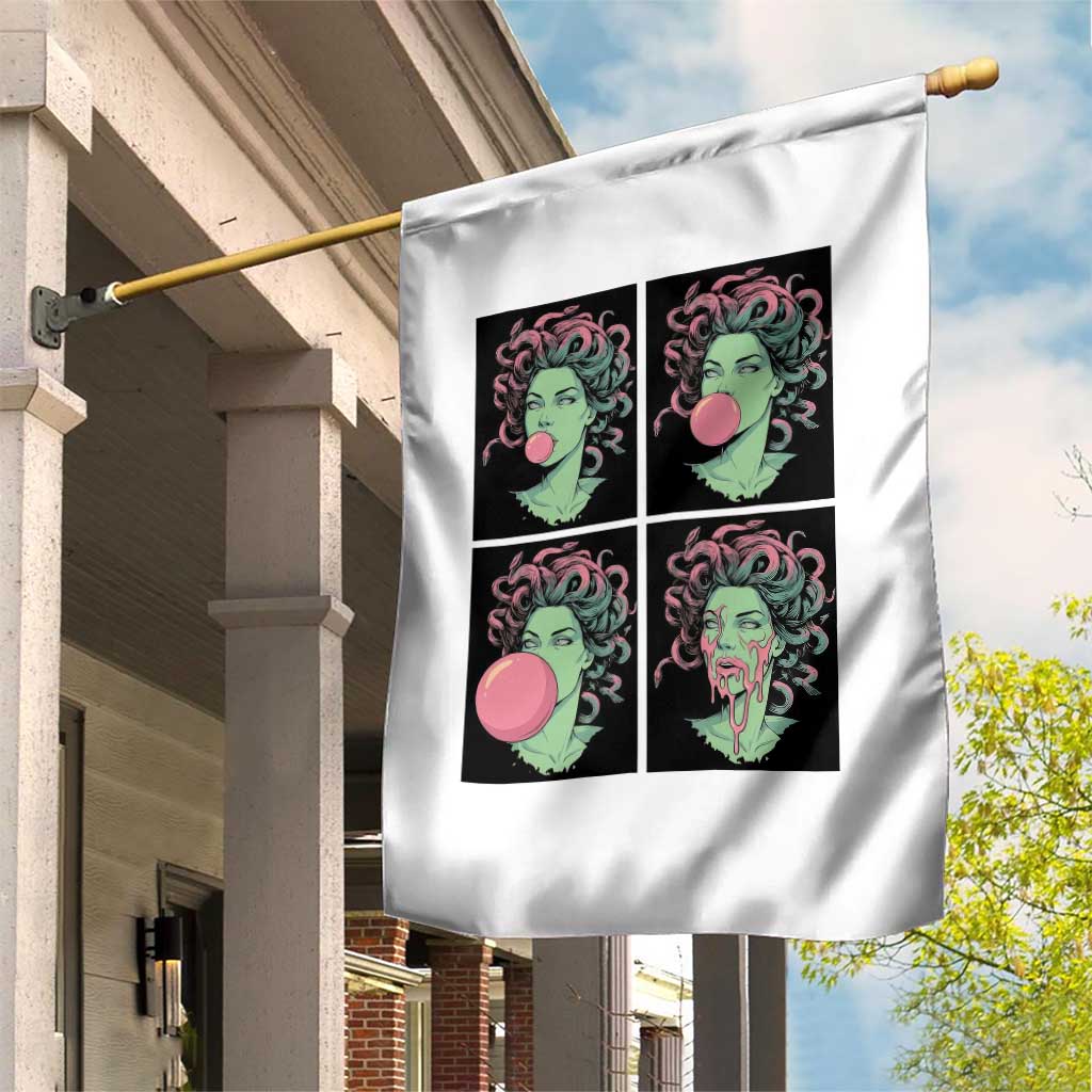 Funny Medusa Blowing Bubble Gum Garden Flag Greek Mythology Pop Art Gift