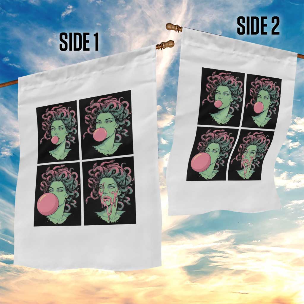 Funny Medusa Blowing Bubble Gum Garden Flag Greek Mythology Pop Art Gift