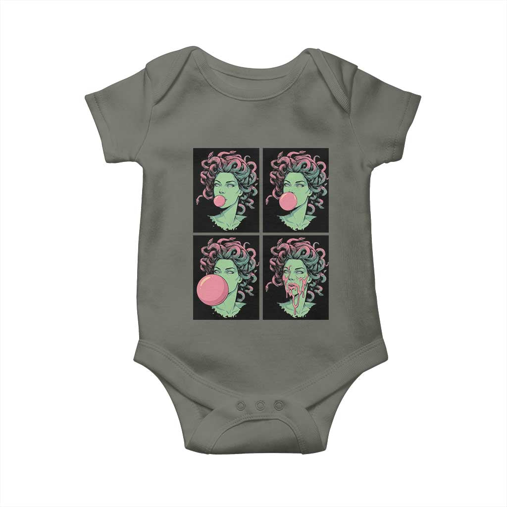 Funny Medusa Blowing Bubble Gum Baby Onesie Greek Mythology Pop Art Gift