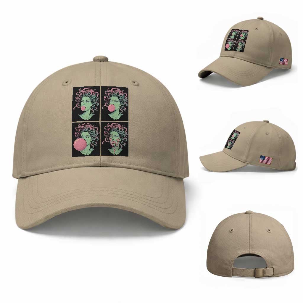 Funny Medusa Blowing Bubble Gum Baseball Cap Greek Mythology Pop Art Gift