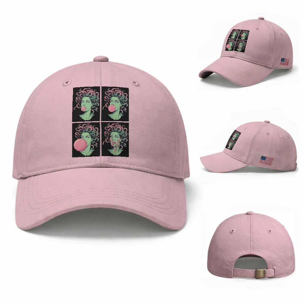 Funny Medusa Blowing Bubble Gum Baseball Cap Greek Mythology Pop Art Gift