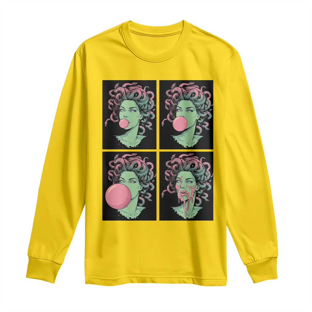 Funny Medusa Blowing Bubble Gum Long Sleeve Shirt Greek Mythology Pop Art Gift