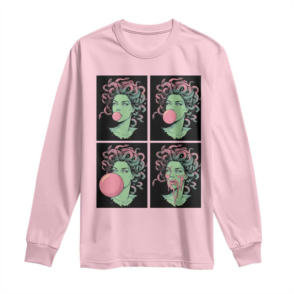 Funny Medusa Blowing Bubble Gum Long Sleeve Shirt Greek Mythology Pop Art Gift
