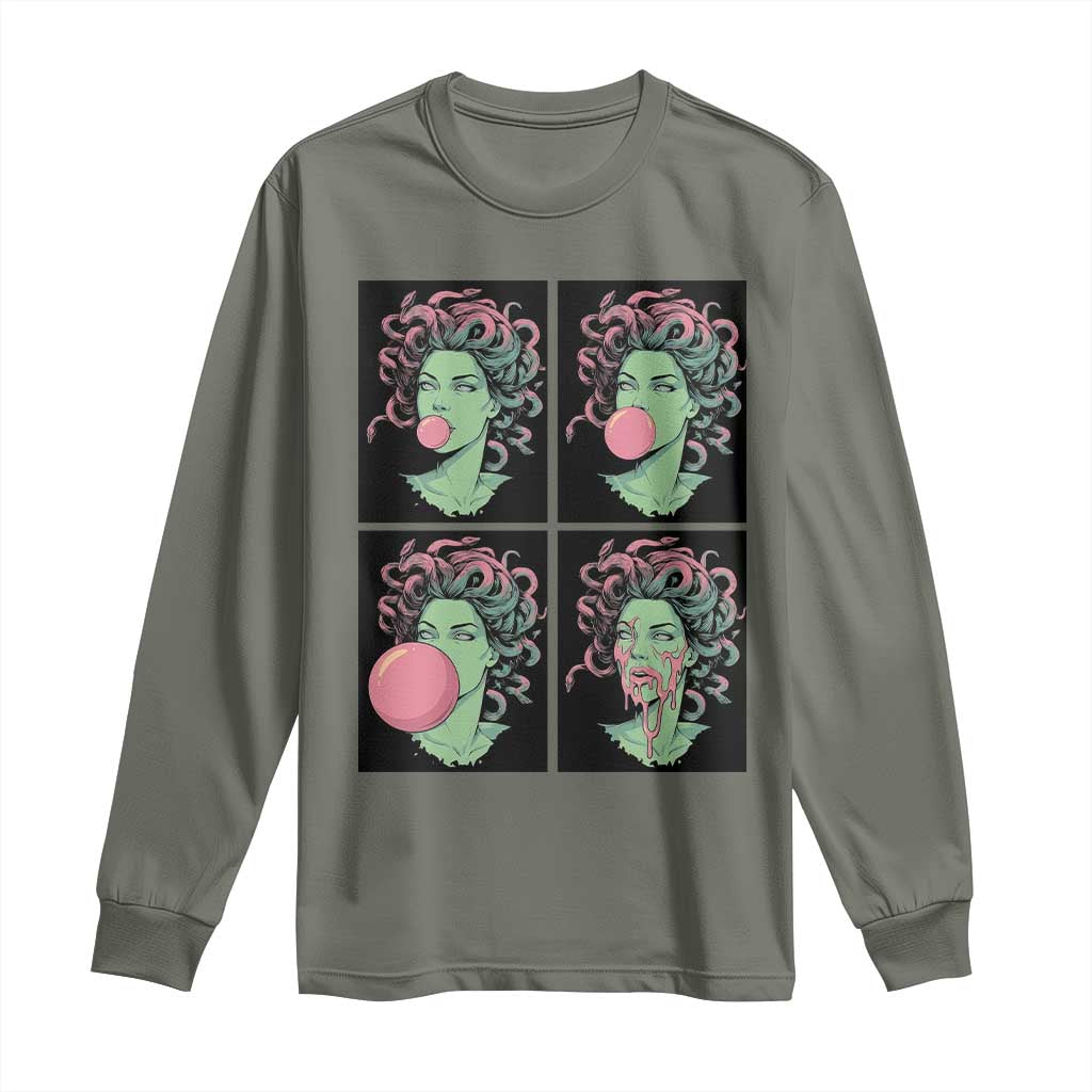 Funny Medusa Blowing Bubble Gum Long Sleeve Shirt Greek Mythology Pop Art Gift