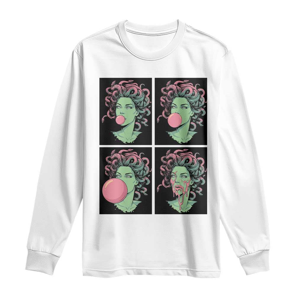 Funny Medusa Blowing Bubble Gum Long Sleeve Shirt Greek Mythology Pop Art Gift