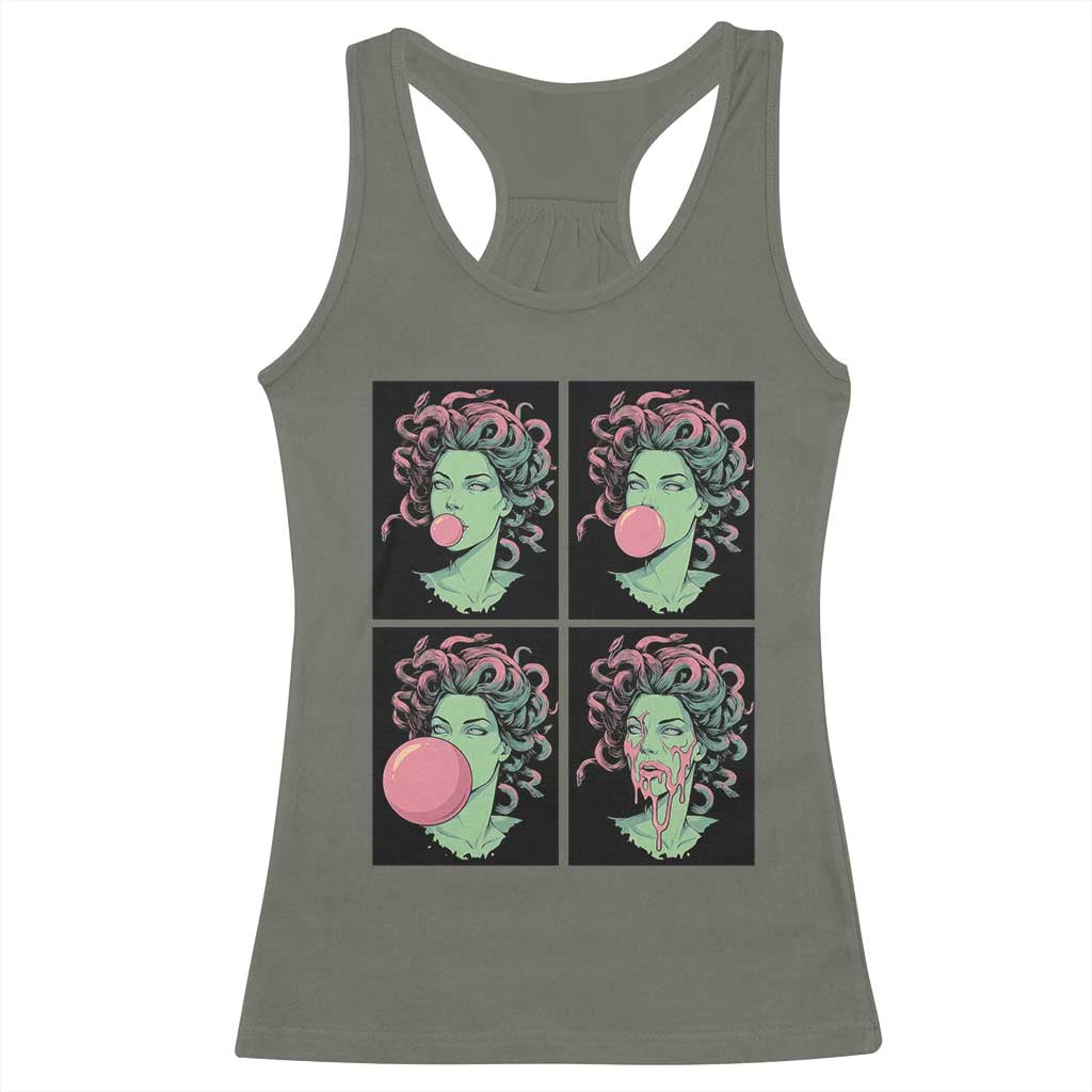 Funny Medusa Blowing Bubble Gum Racerback Tank Top Greek Mythology Pop Art Gift