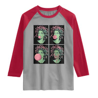 Funny Medusa Blowing Bubble Gum Raglan Shirt Greek Mythology Pop Art Gift