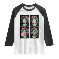Funny Medusa Blowing Bubble Gum Raglan Shirt Greek Mythology Pop Art Gift