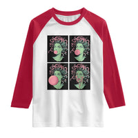 Funny Medusa Blowing Bubble Gum Raglan Shirt Greek Mythology Pop Art Gift