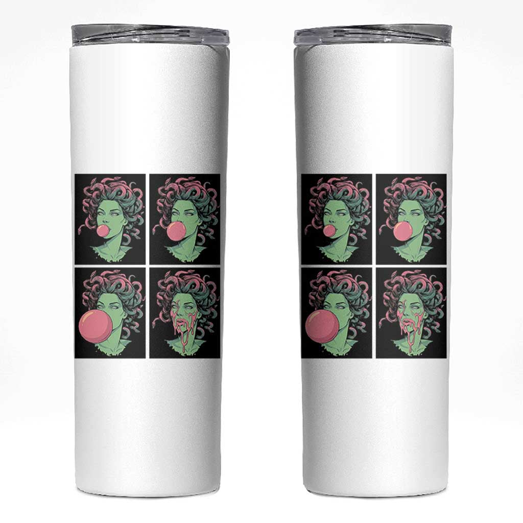 Funny Medusa Blowing Bubble Gum Skinny Tumbler Greek Mythology Pop Art Gift