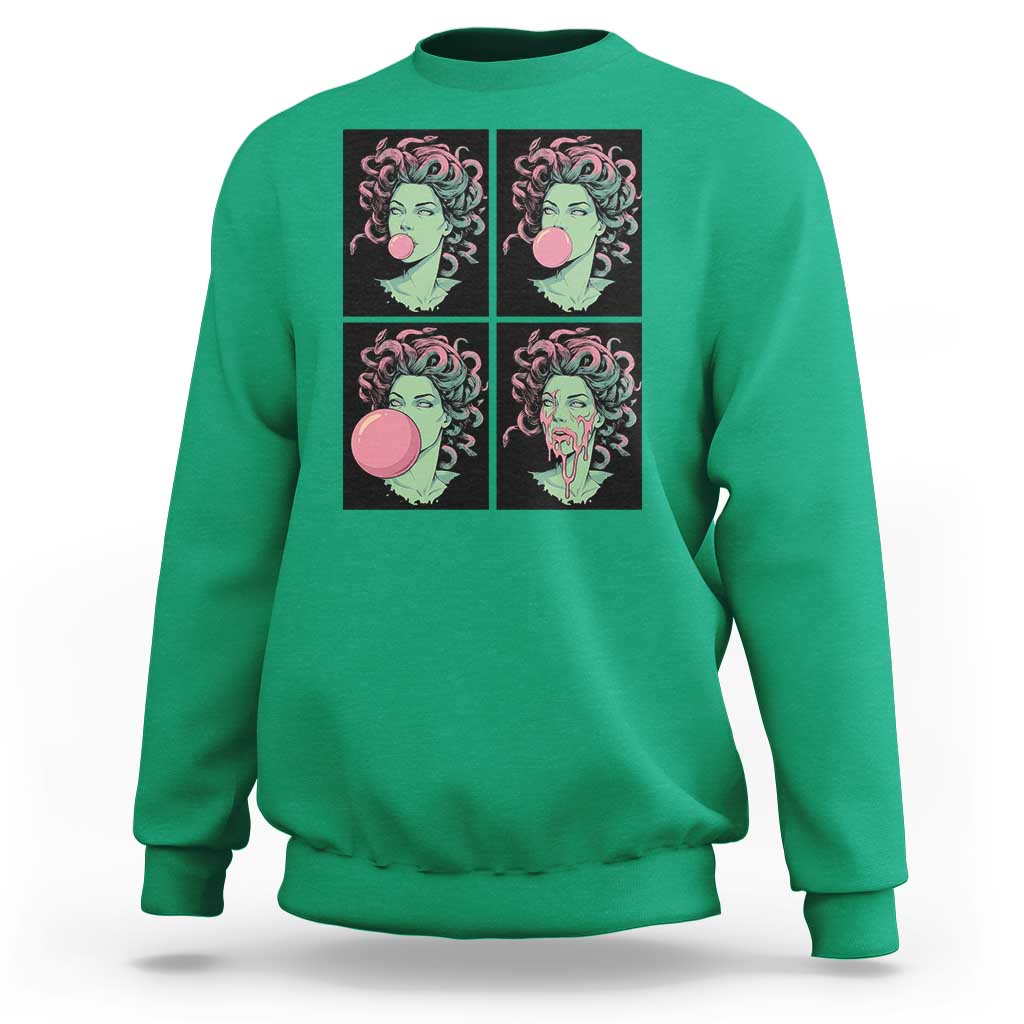 Funny Medusa Blowing Bubble Gum Sweatshirt Greek Mythology Pop Art Gift